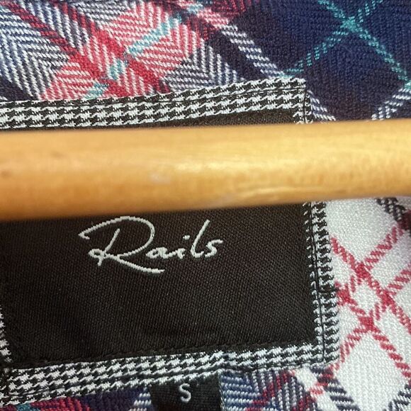 Rails long sleeve plaid blue red white button up with pocket sz S - Picture 2 of 5